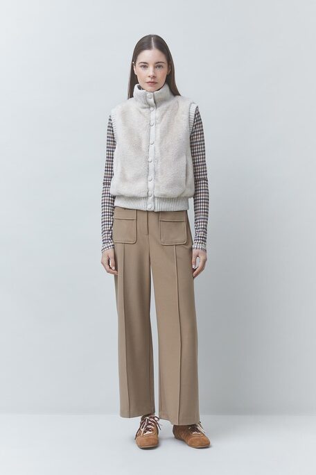 DOODLE Veste sans manche en fausse fourrure Creme Suncoo
