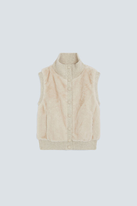DOODLE Veste sans manche en fausse fourrure Creme Suncoo