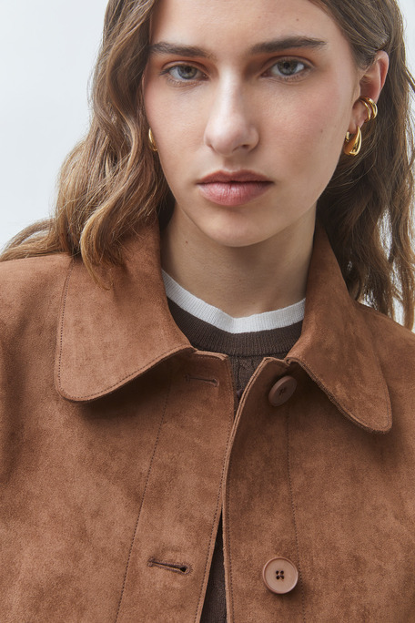 DUNE Veste courte en simili suede Tabac Suncoo