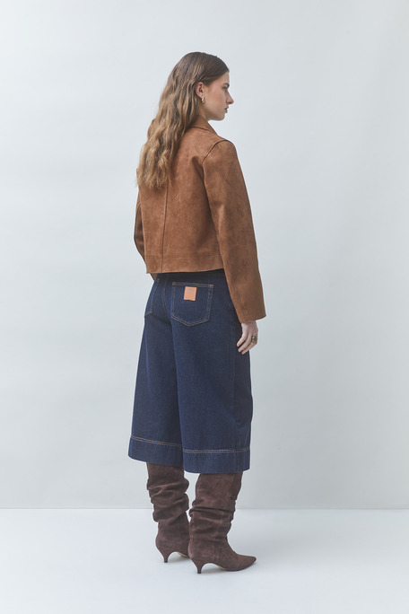 DUNE Veste courte en simili suede Tabac Suncoo