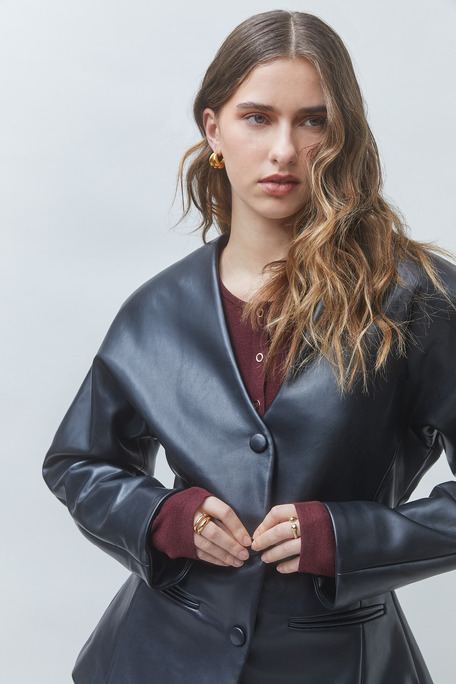 DREAM Veste en simili cuir noir Noir Suncoo