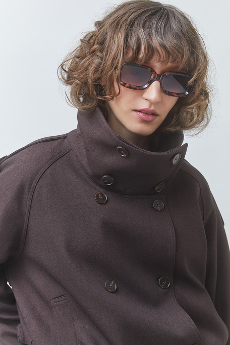 DEEP Manteau court ceinturé Prune Suncoo