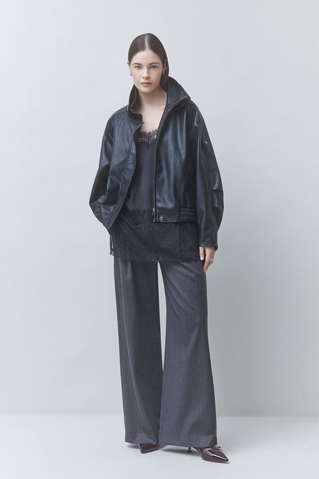 EARLY Manteau oversize en simili cuir noir Noir Suncoo