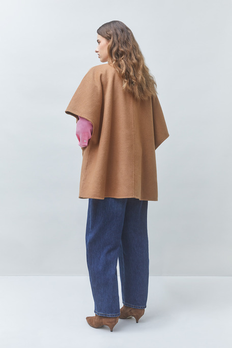 EZRA Manteau en laine à manches courtes Camel Suncoo