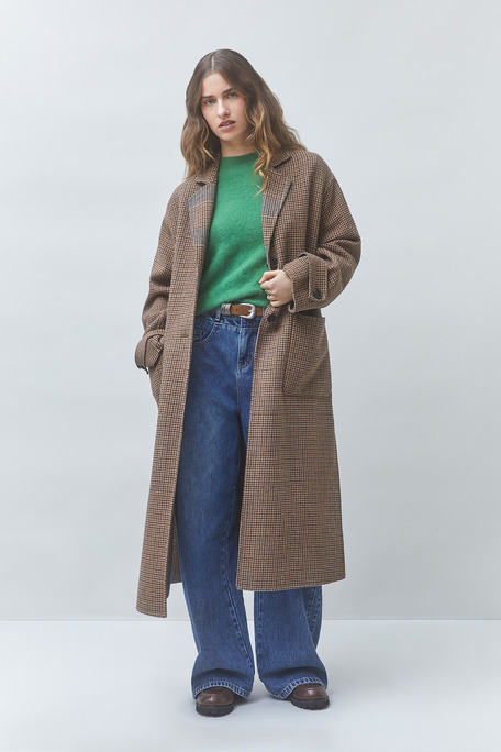 ENJOY Manteau long réversible en laine Chocolat Suncoo