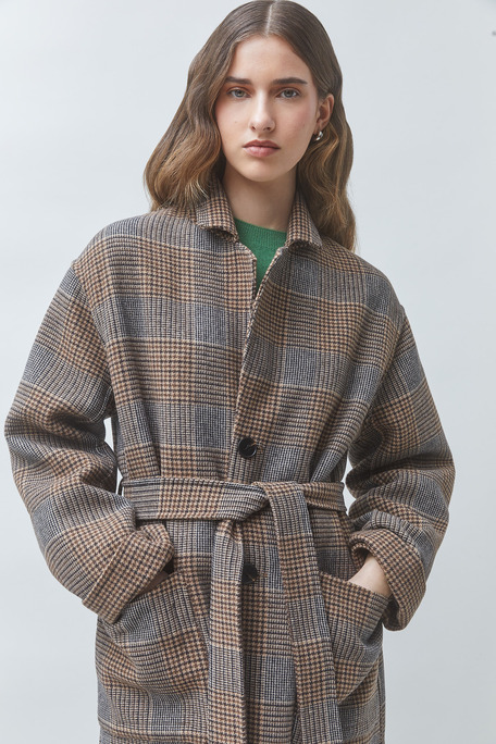 ENJOY Manteau long réversible en laine Chocolat Suncoo
