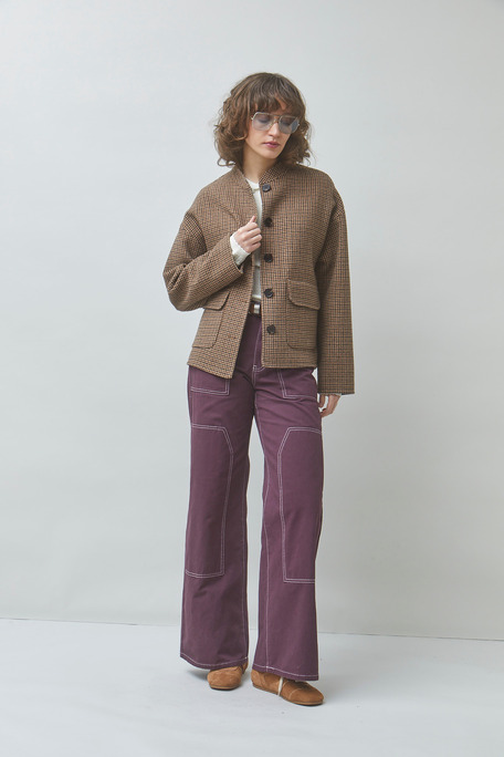 EARTH Manteau court à carreaux Chocolat Suncoo