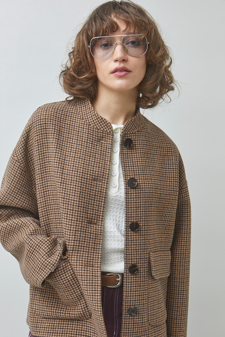 EARTH Manteau court à carreaux Chocolat Suncoo