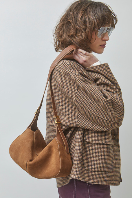 EARTH Manteau court à carreaux Chocolat Suncoo