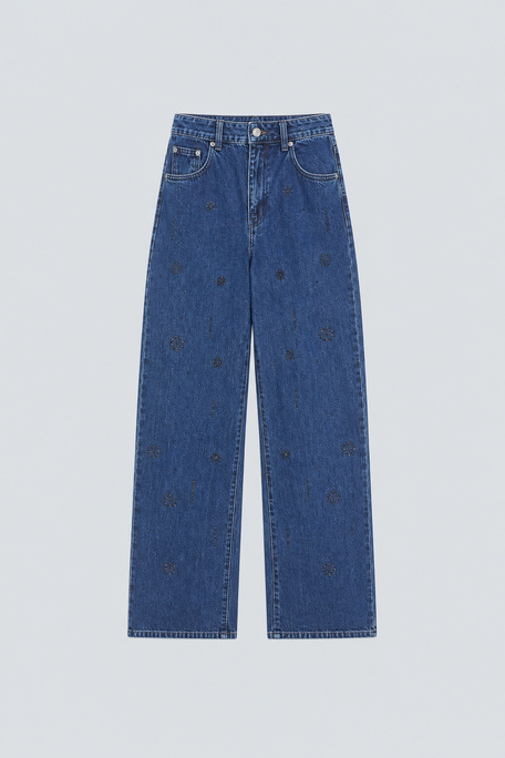 RAVEL Jean droit détails strass noirs Bleu jeans Suncoo