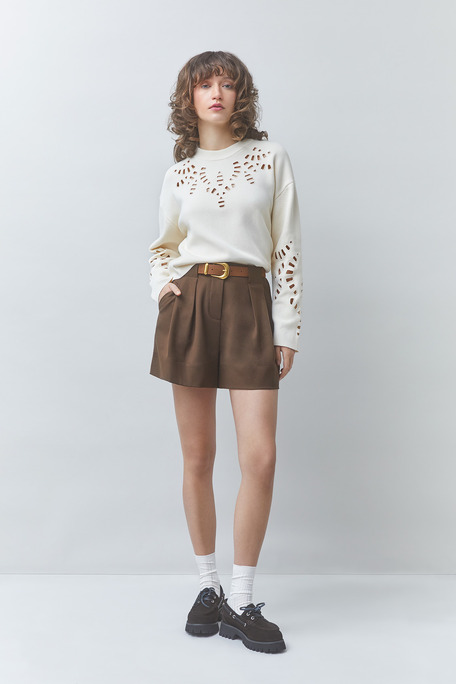 PERIKA Pull uni maille ajourée Blanc casse Suncoo