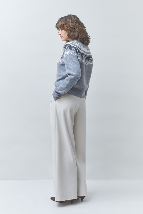 PISTI Pull jacquard en laine Gris chiné Suncoo