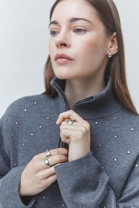 PRISTO Sweat court détail strass Carbone Suncoo