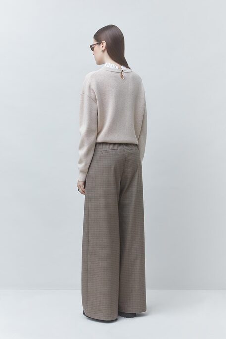 PACOLI Pull en laine beige détail col Beige Suncoo