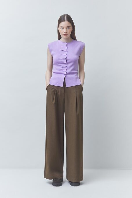 PAGNI Pull fin sans manche à boutons violet Violet Suncoo