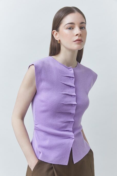 PAGNI Pull fin sans manche à boutons violet Violet Suncoo