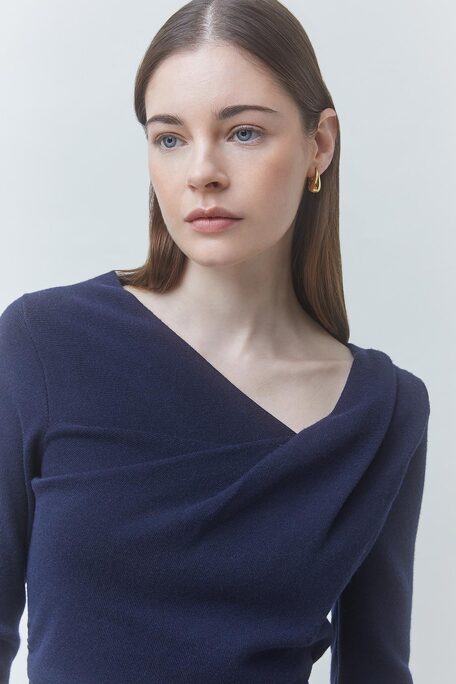 PLEOR Pull fin à détail encolure bleu nuit Bleu nuit Suncoo