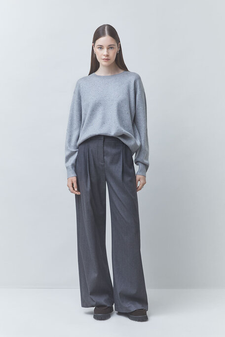 PAYETI Pull à strass croisé dans le dos Gris chiné Suncoo