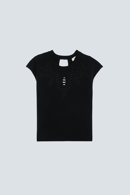 PAELLE Tee-shirt sans manche maille ajourée Noir Suncoo