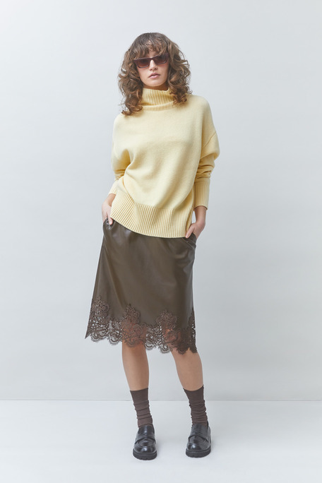 PALACE Pull col roulé en laine Jaune Suncoo