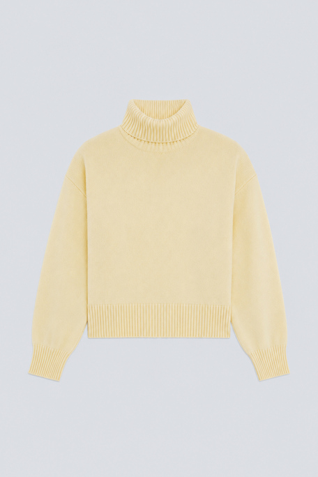 PALACE Pull col roulé en laine Jaune Suncoo