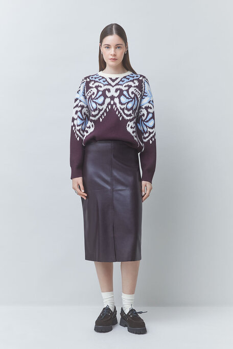 PAVARO Pull fantaisie en jacquard Prune Suncoo