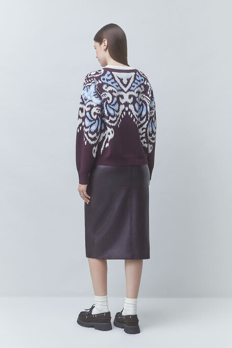 PAVARO Pull fantaisie en jacquard Prune Suncoo