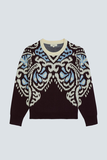 PAVARO Pull fantaisie en jacquard Prune Suncoo