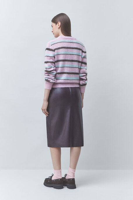 PRIORIS Pull à rayures mohair laine Rose Suncoo