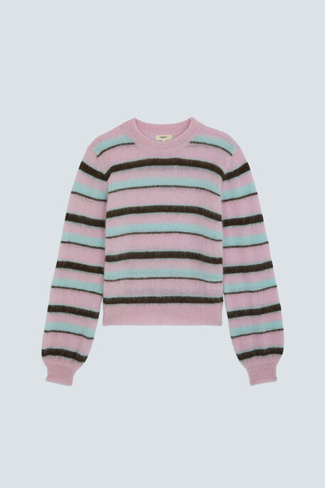 PRIORIS Pull à rayures mohair laine Rose Suncoo