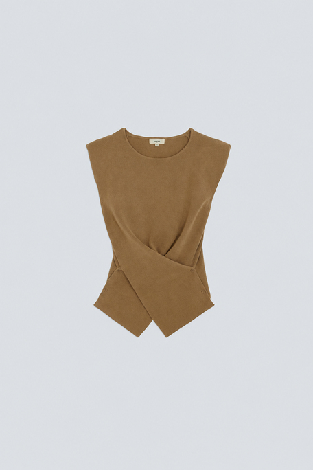 PASSO Pull camel sans manche coupe asymétrique Camel Suncoo