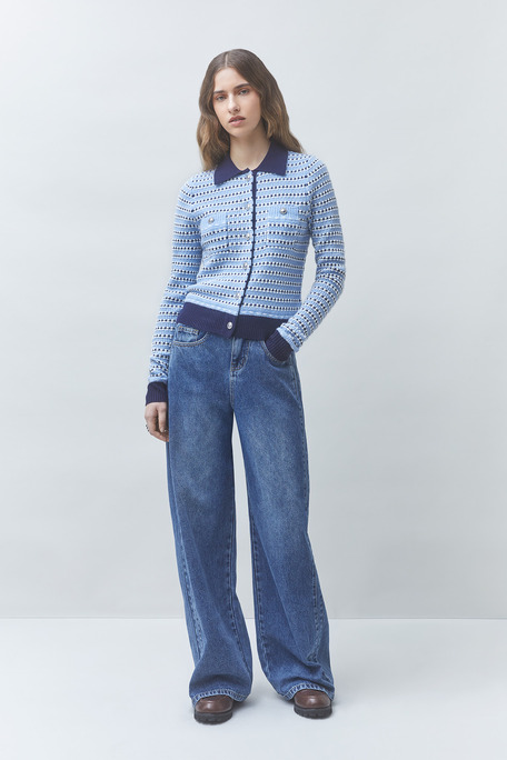 GUALEM Gilet fantaisie à rayures Bleu ciel Suncoo