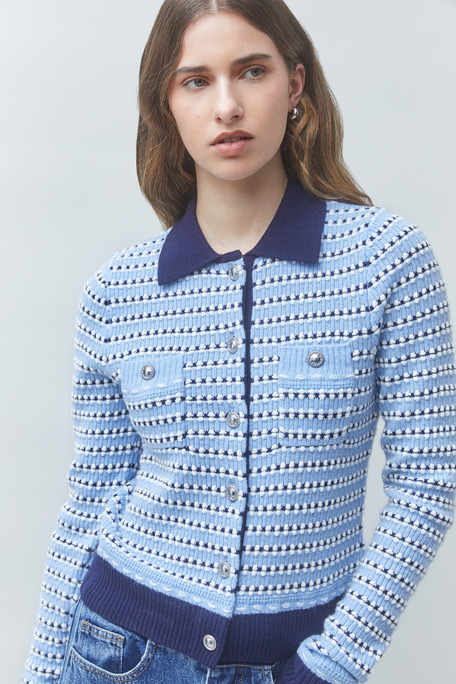 GUALEM Gilet fantaisie à rayures Bleu ciel Suncoo