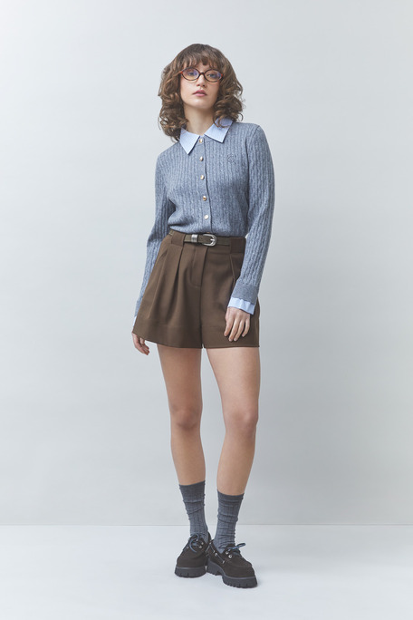GASTI Gilet torsades bi-matières Gris chiné Suncoo