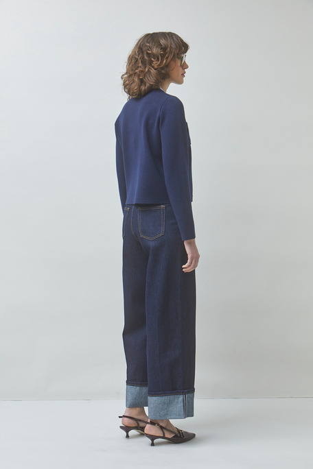 GEOLA Gilet fantaisie bicolore brodé Bleu nuit Suncoo