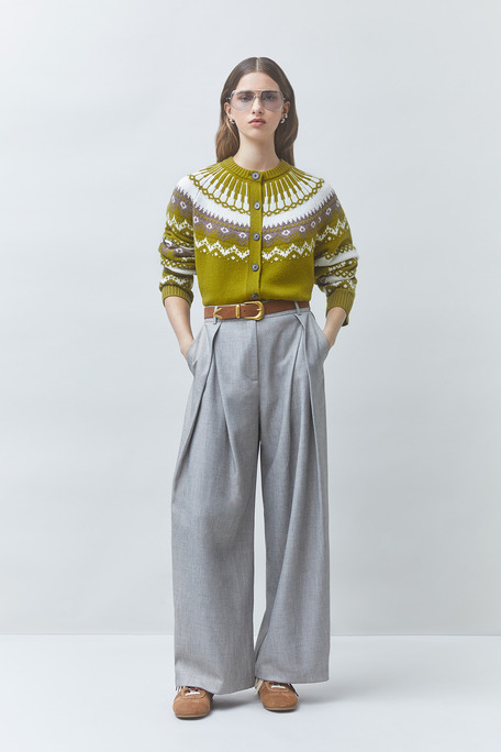 GAMORI Gilet jacquard en laine Olive Suncoo