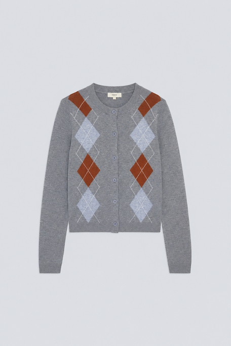 GISCA Gilet en laine motifs losanges Gris chiné Suncoo