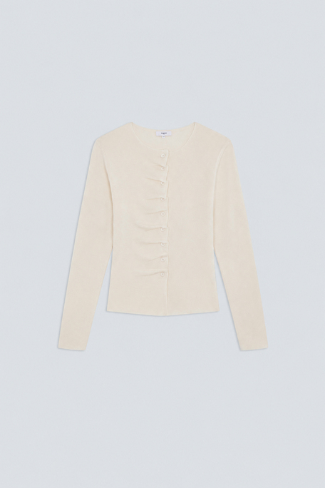 GAMIRA Gilet boutonné à plis blanc Blanc casse Suncoo