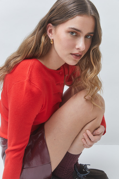 GAMIRA Gilet boutonné à plis rouge Rouge Suncoo