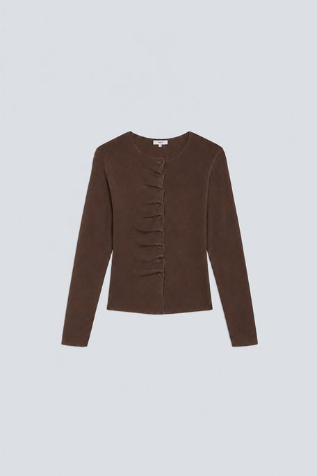 GAMIRA Gilet boutonné à plis café Café Suncoo