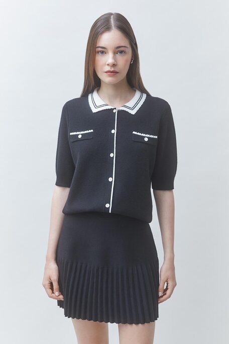 FALDA Jupe courte plissée Noir Suncoo
