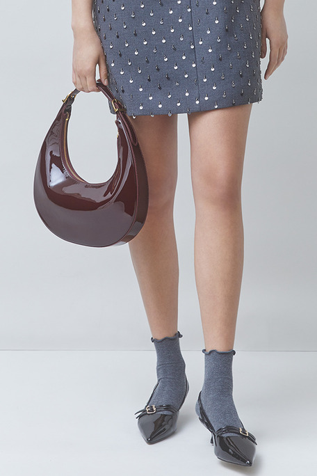ALBA Sac à main demi-lune en cuir prune Prune Suncoo