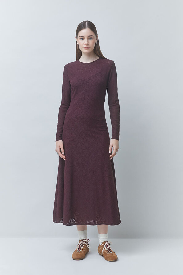 CALIXT Robe midi en dentelle Prune Suncoo