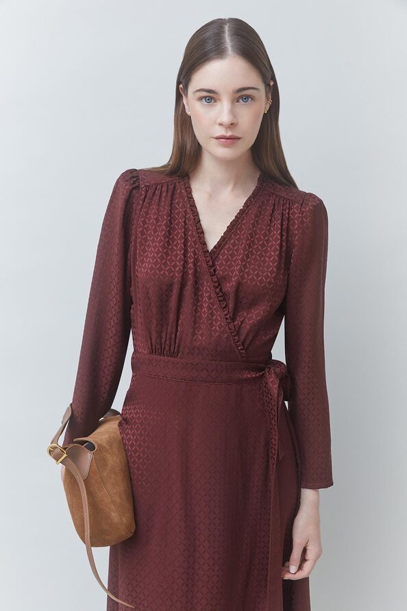 CIPRI Robe portefeuille satin&eacute;e Prune Suncoo