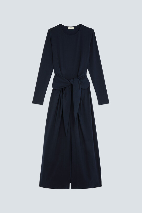 CLOUD Robe longue drap&eacute;e bleu nuit Bleu nuit Suncoo