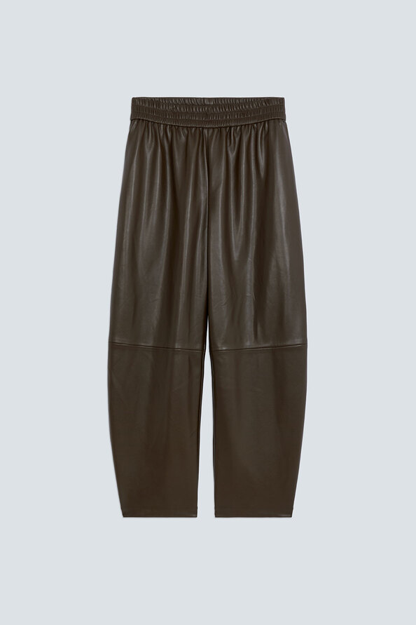 JUST Pantalon large en simili cuir kaki Kaki Suncoo