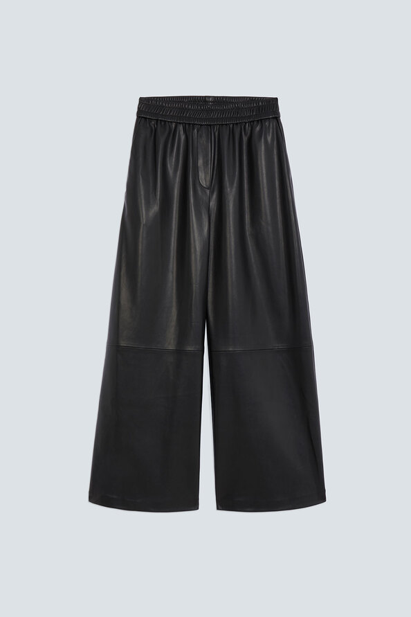 JOY Pantalon large en simili cuir noir Noir Suncoo