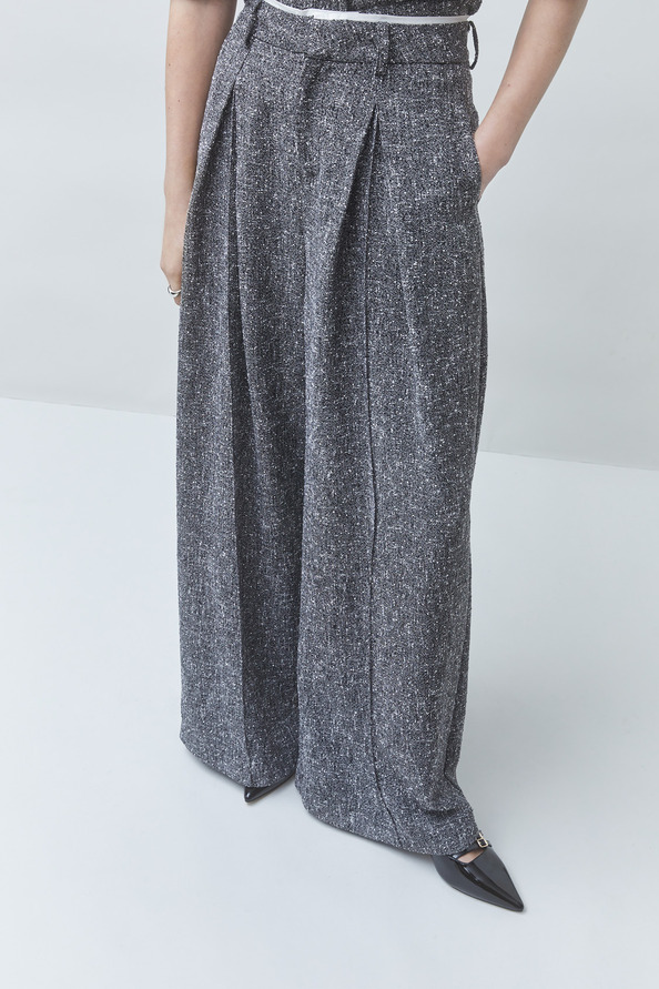 JERK Pantalon large &agrave; pinces paillet&eacute; Carbone Suncoo