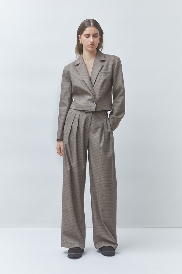 JUNIOR Pantalon large &agrave; pinces Taupe Suncoo