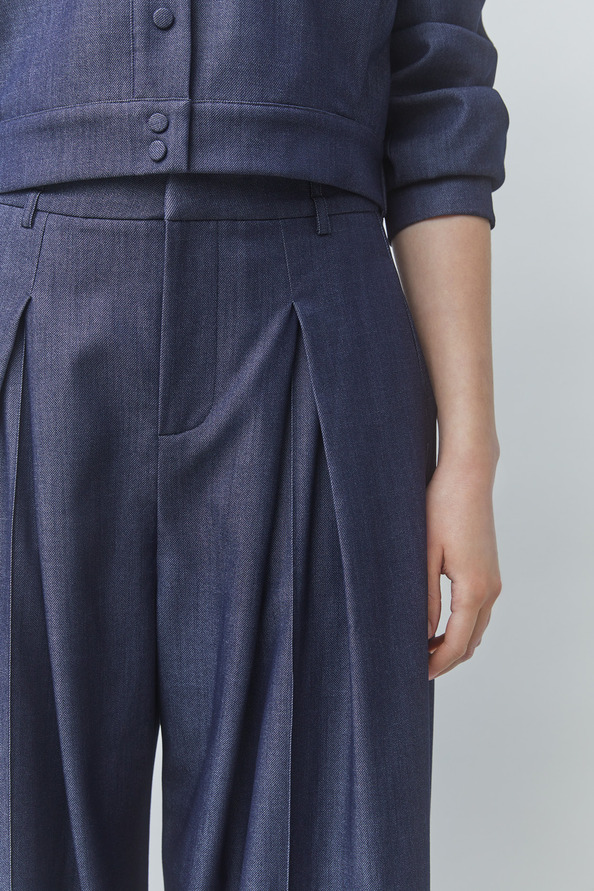 JULIO Pantalon large &agrave; pinces bleu brut Bleu brut Suncoo